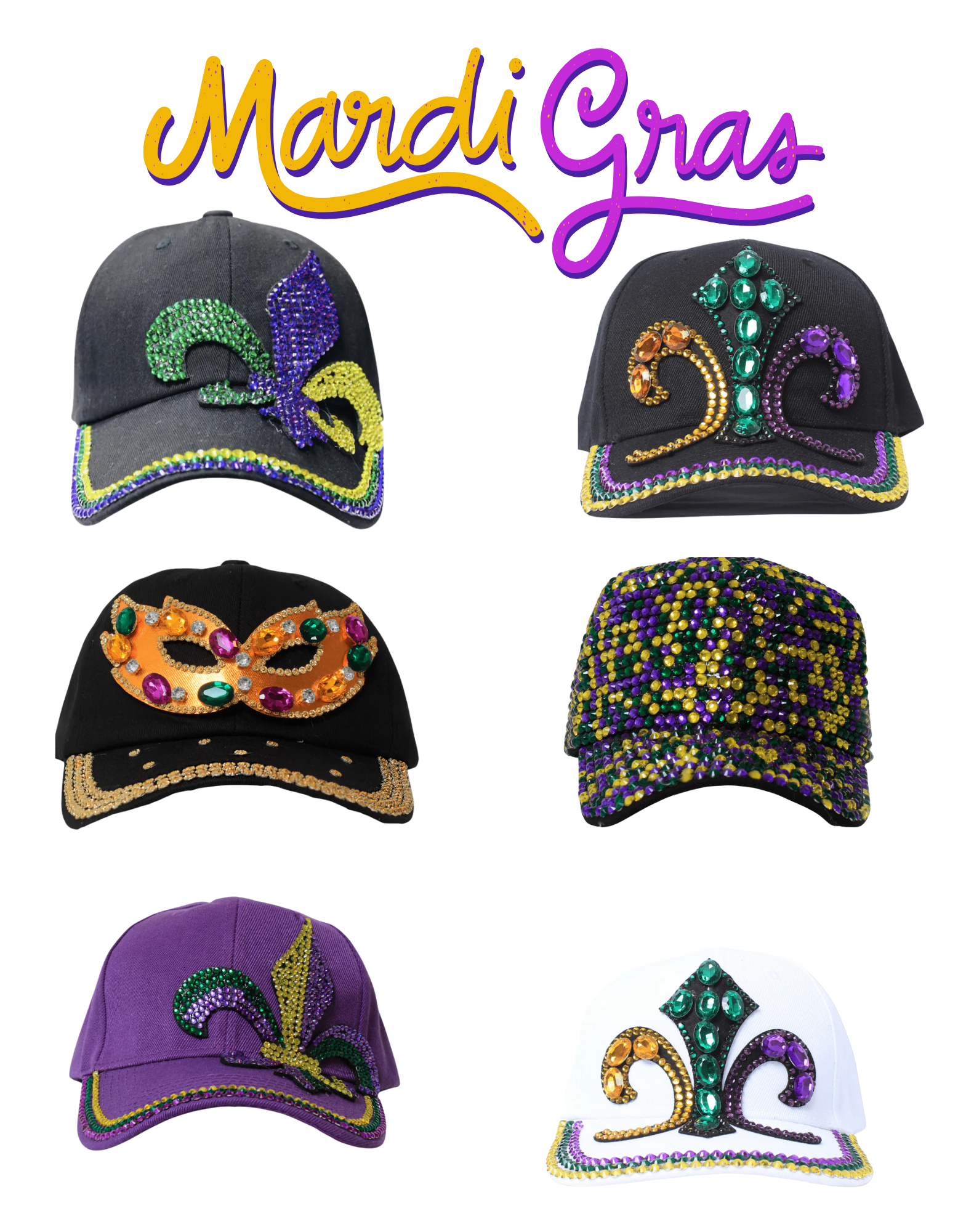 Mardi Gras Rhinestone Hats