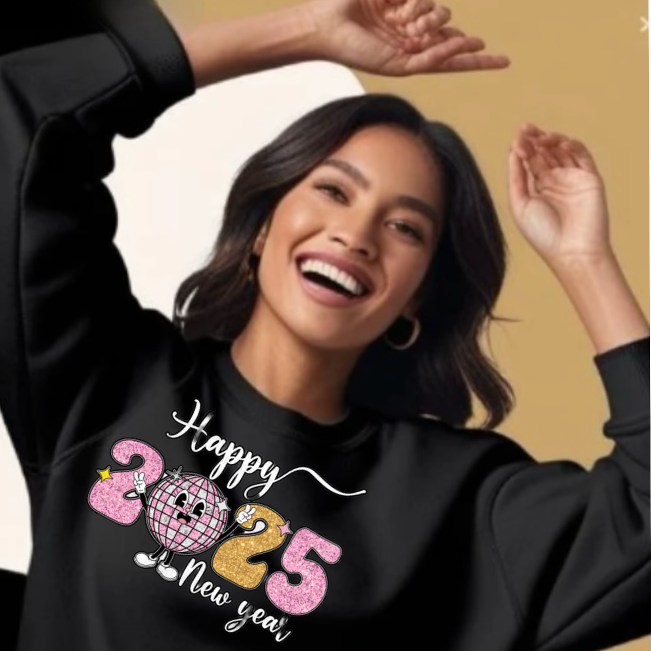 Happy New Year 2025 Disco Ball Sweatshirt