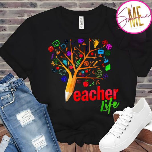 Teacher Life Pencil Tree T-Shirt