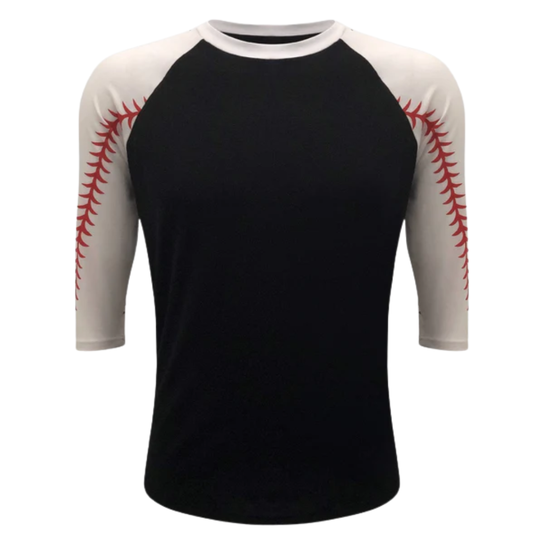 Baseball Raglan Tee – Red Stitch Sleeve Print