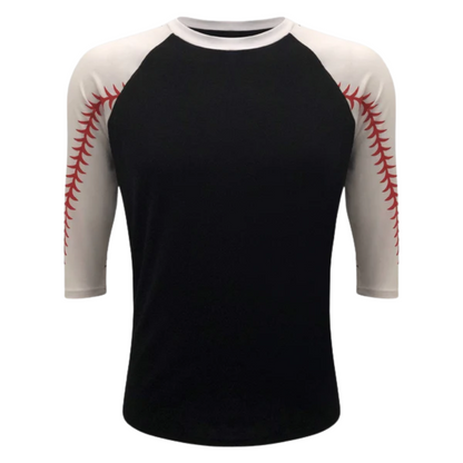 Baseball Raglan Tee – Red Stitch Sleeve Print