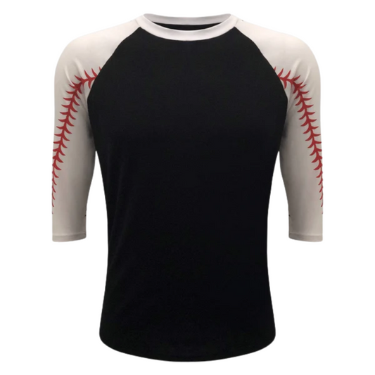 Baseball Raglan Tee – Red Stitch Sleeve Print