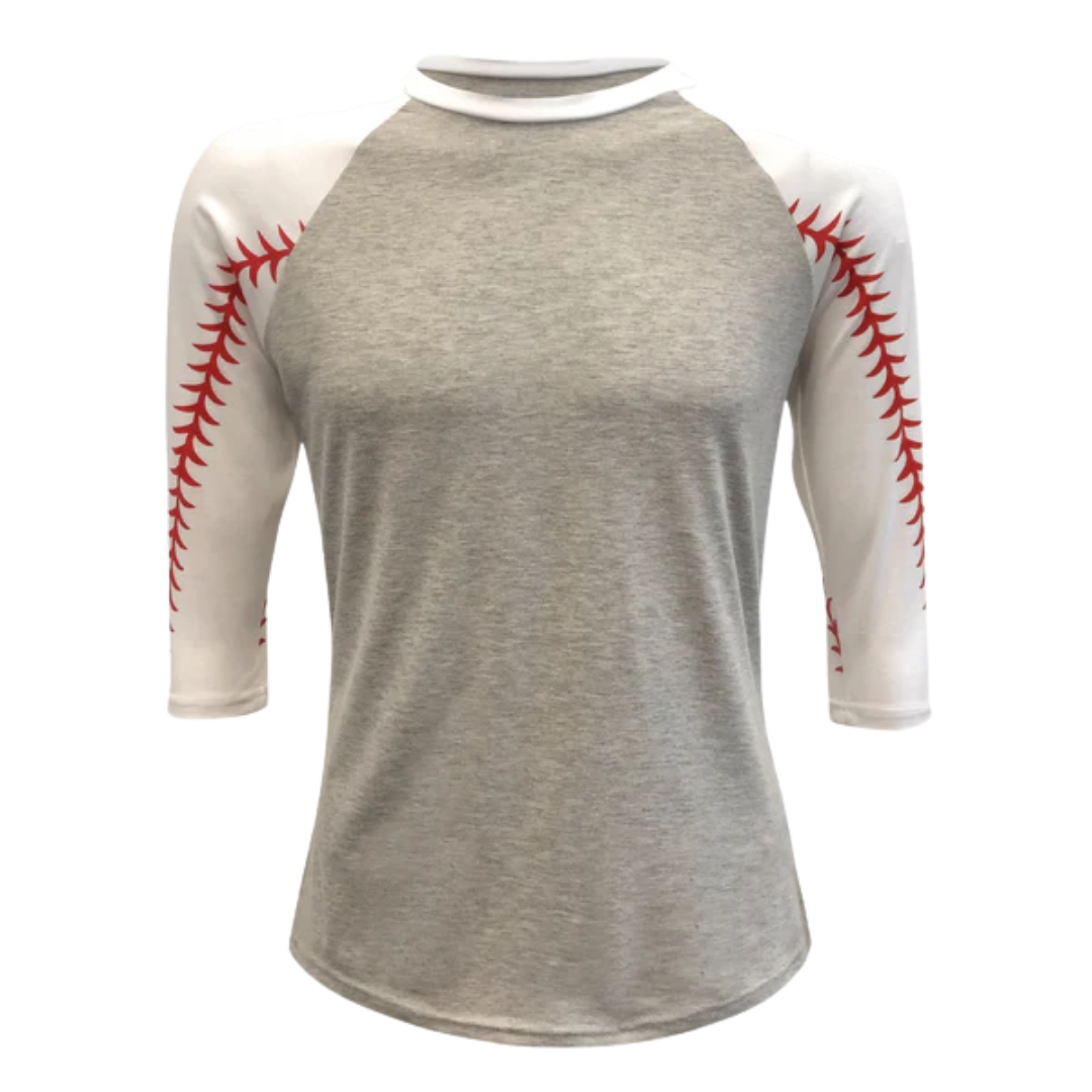 Baseball Raglan Tee – Red Stitch Sleeve Print