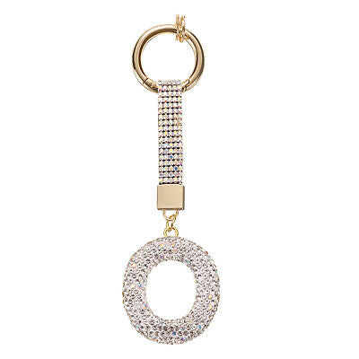 Initial Rhinestone Bag Charm Keychain