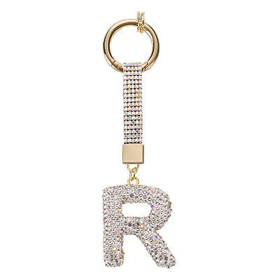 Initial Rhinestone Bag Charm Keychain