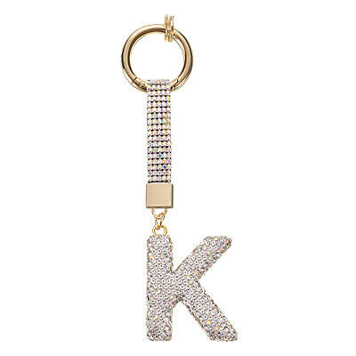 Initial Rhinestone Bag Charm Keychain