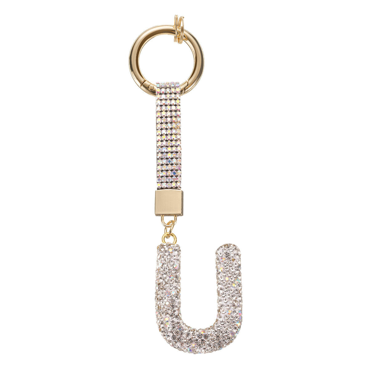 Initial Rhinestone Bag Charm Keychain