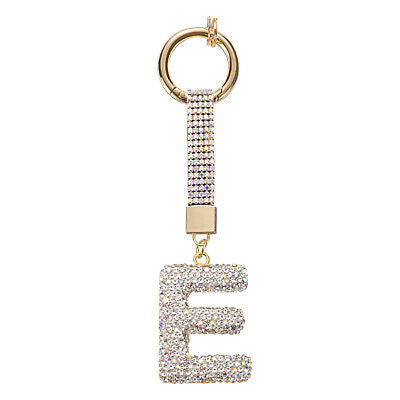 Initial Rhinestone Bag Charm Keychain