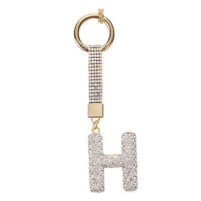 Initial Rhinestone Bag Charm Keychain