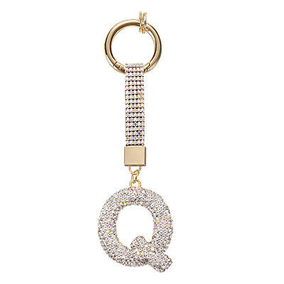 Initial Rhinestone Bag Charm Keychain