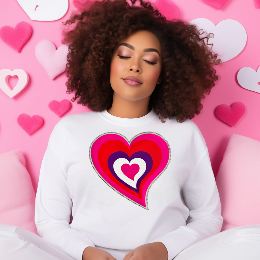 Love Spell Heart/Rhinestone Long Sleeve T-Shirt