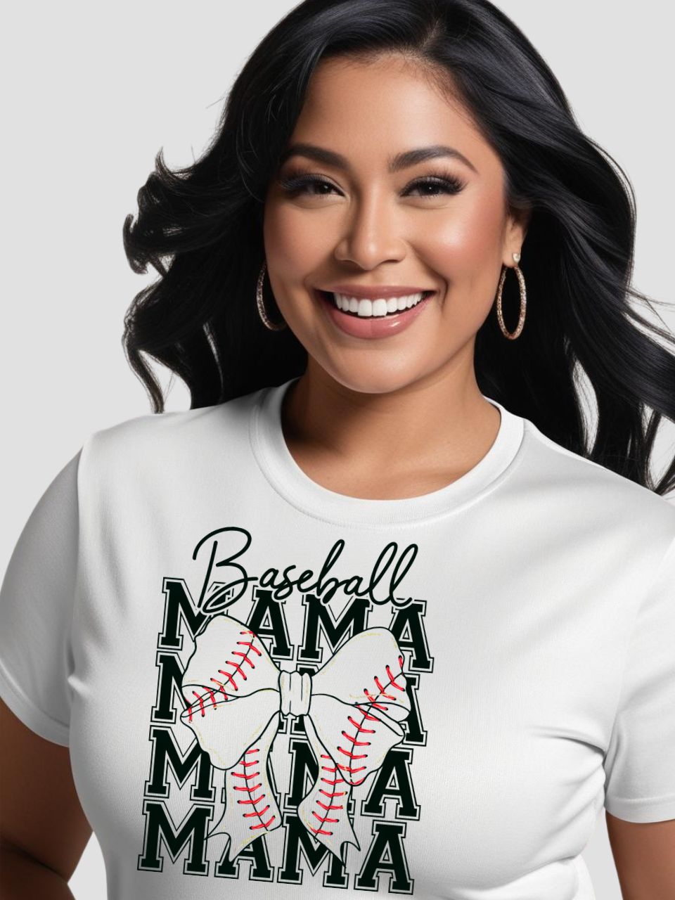 Baseball  Mama Ribbon Tee – Blue Design