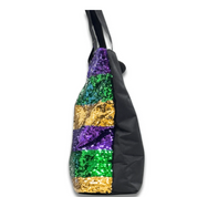 Mardi Gras Sequin Tote Bag Purple Green & Gold