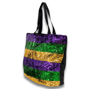 Mardi Gras Sequin Tote Bag Purple Green & Gold