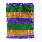 Mardi Gras Sequin Drawstring Backpack Purple Green & Gold