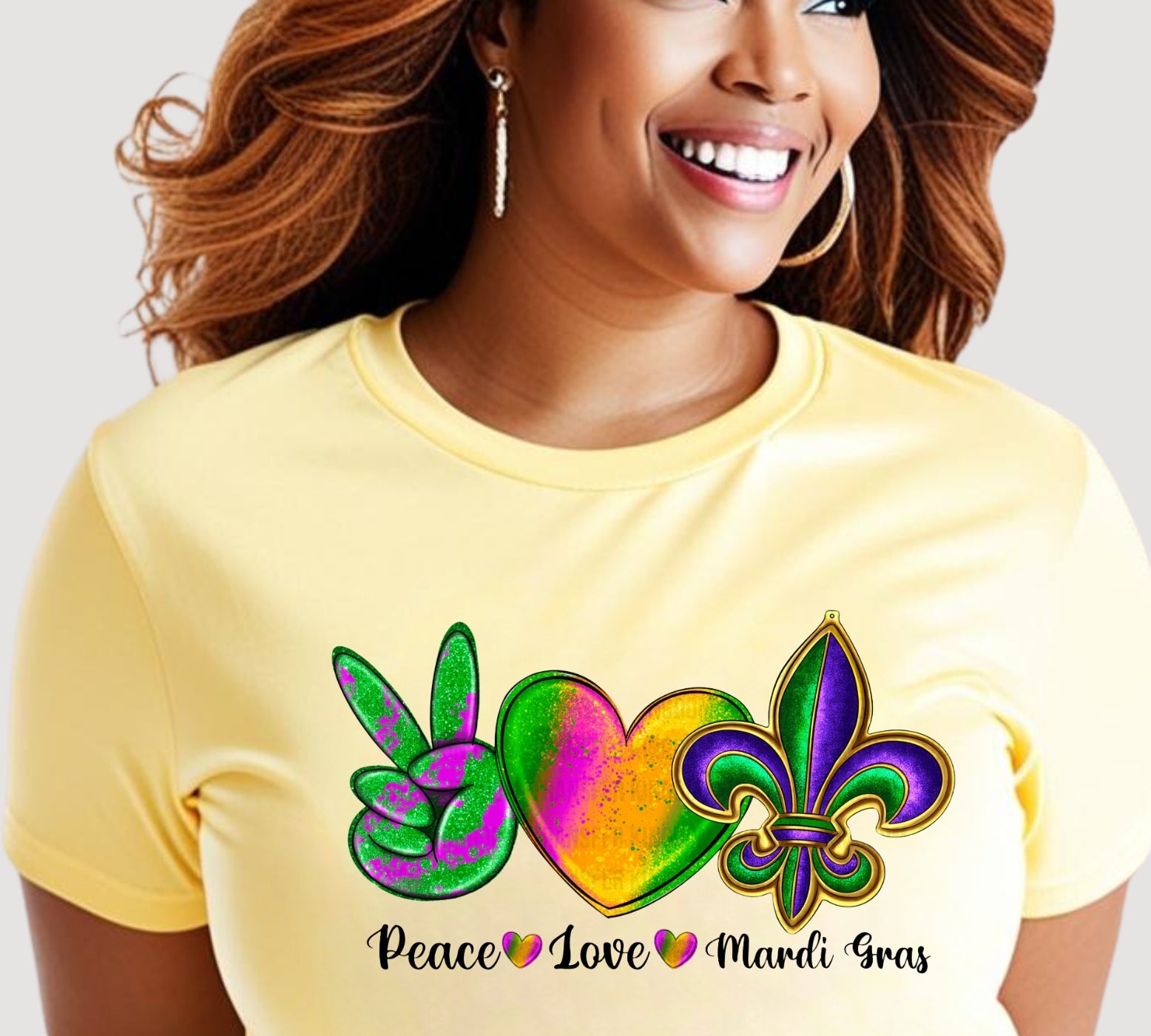 Peace Love Mardi Gras Top