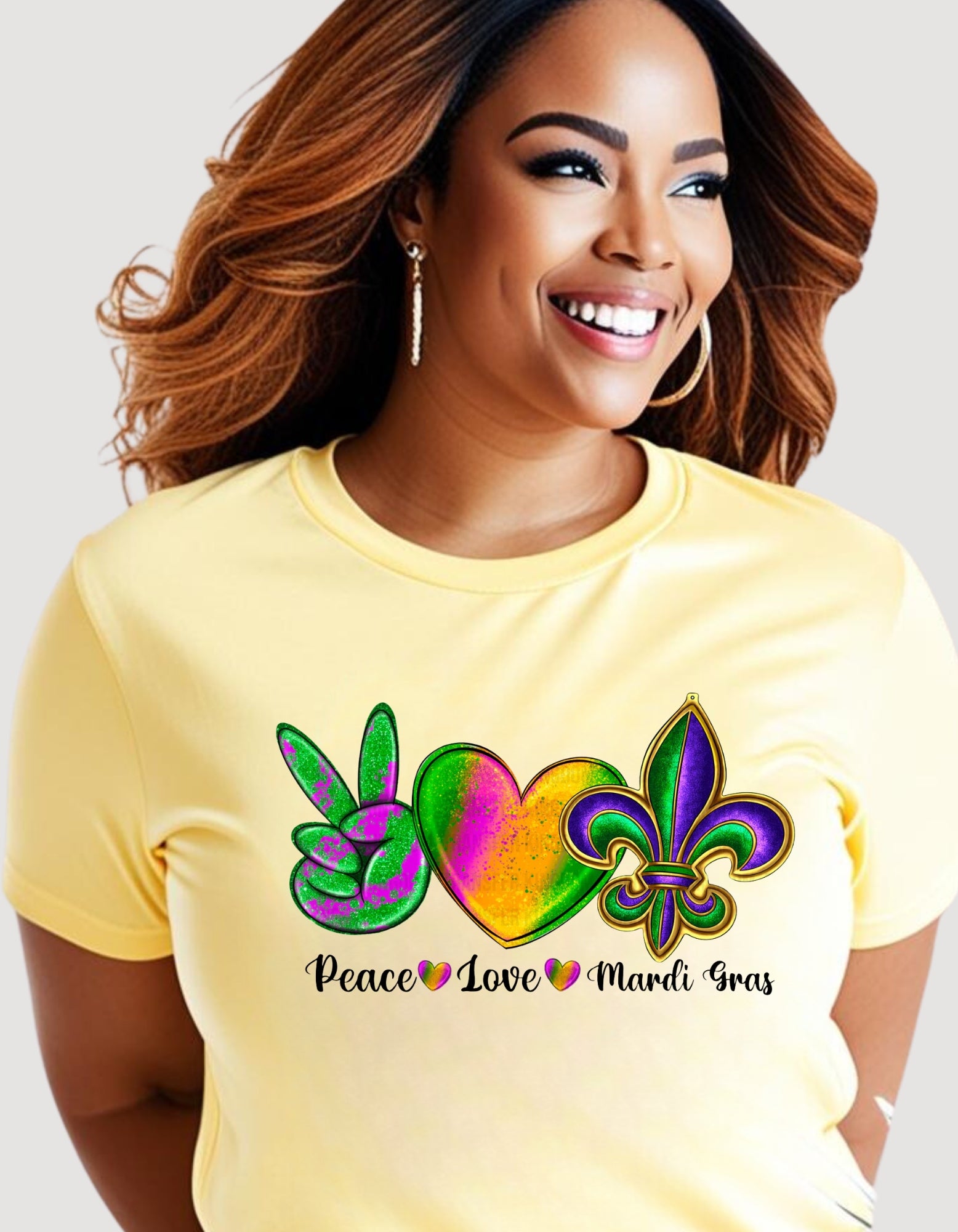 Peace Love Mardi Gras Top