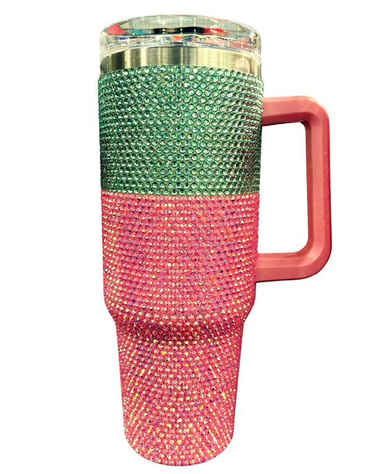 Pink and Green Bling Tumbler