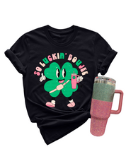 So Luckin Boujee Top, Pink/Green Bling Tumbler Set