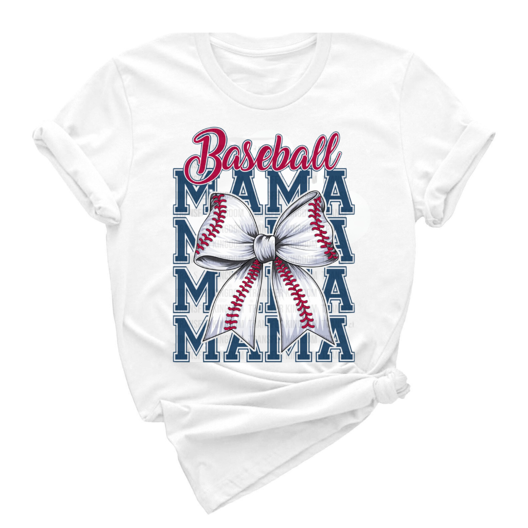 Baseball  Mama Ribbon Tee – Blue Design