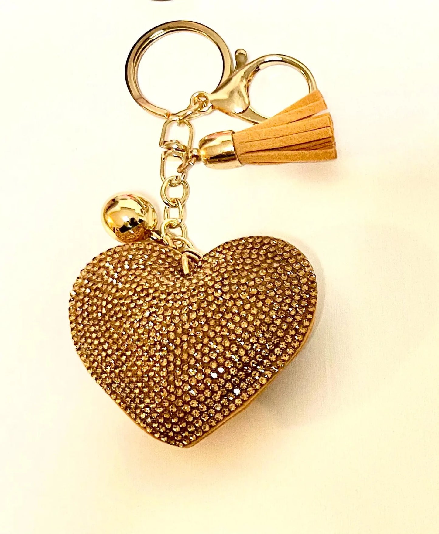 Love Heart Rhinestone Tassel Keychain