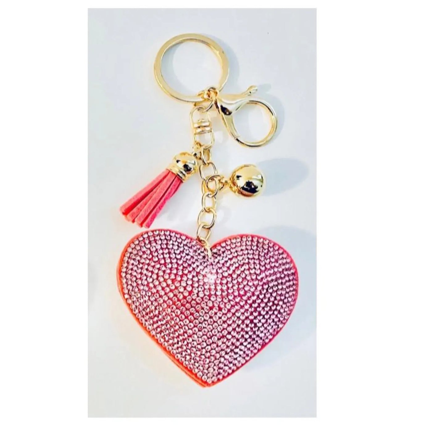 Love Heart Rhinestone Tassel Keychain