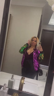 Sequin Mardi Gras Bomber Jacket