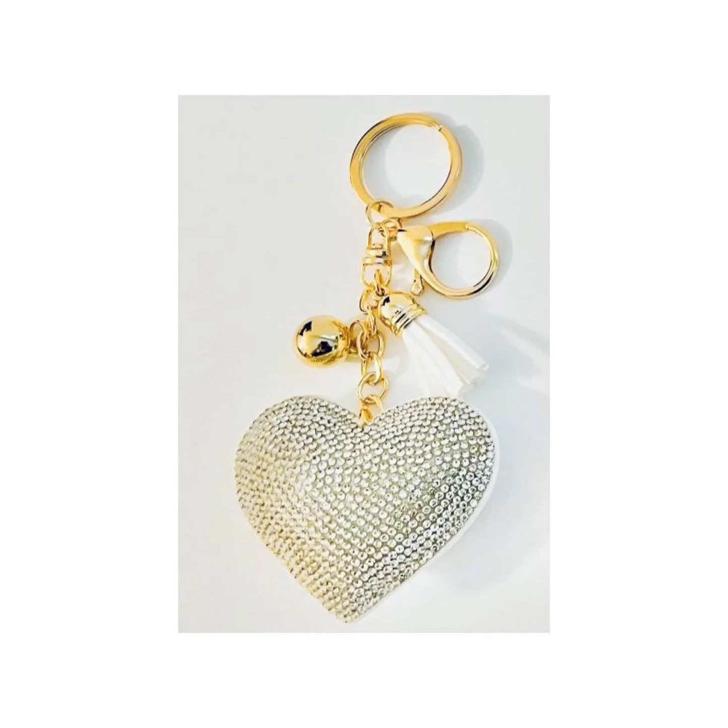 Love Heart Rhinestone Tassel Keychain