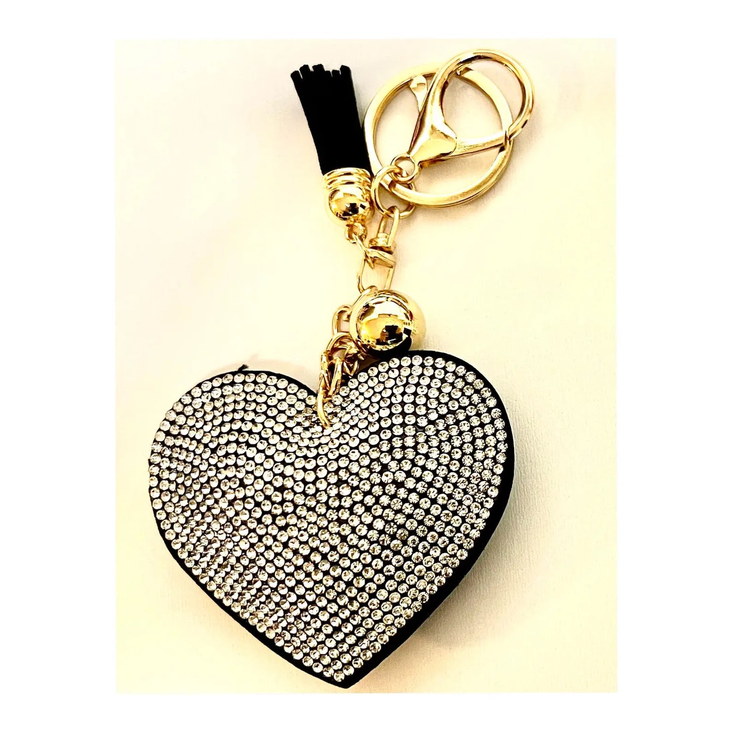 Love Heart Rhinestone Tassel Keychain