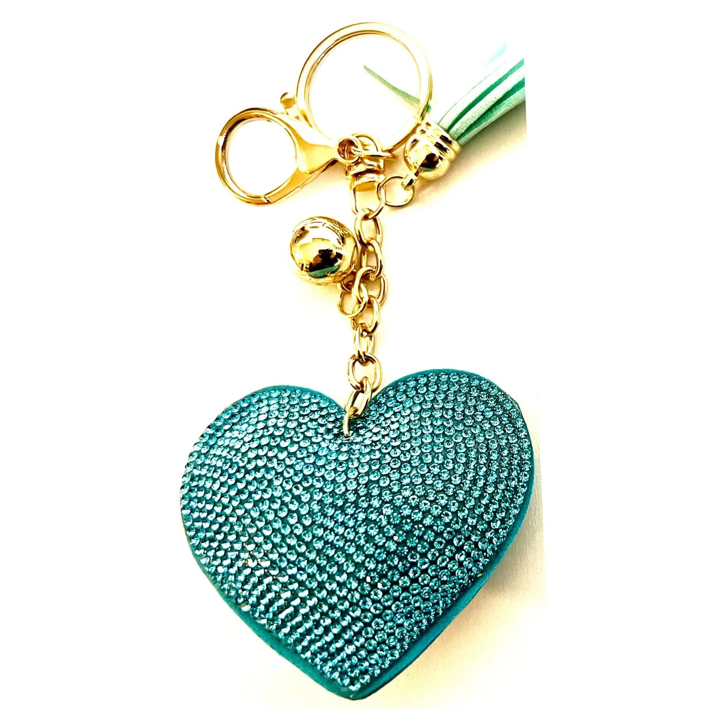 Love Heart Rhinestone Tassel Keychain