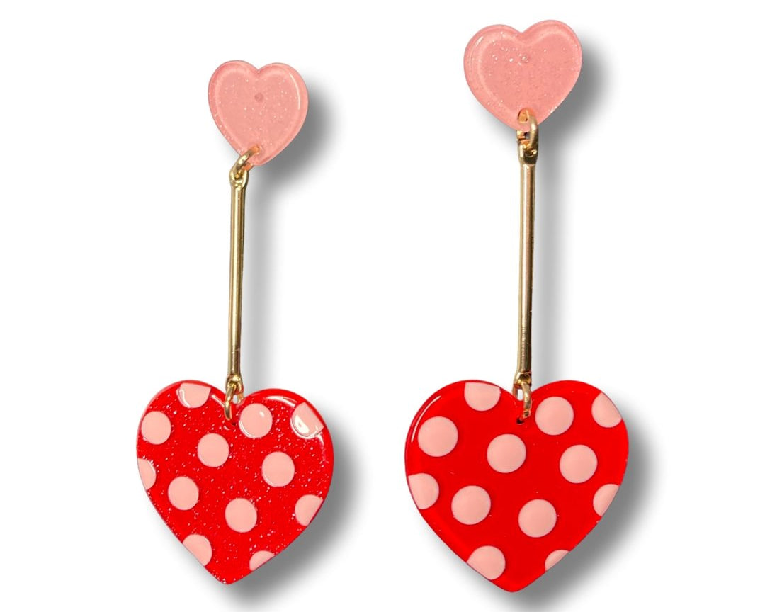 Acrylic Heart Dangle Earrings - Shimmer Me