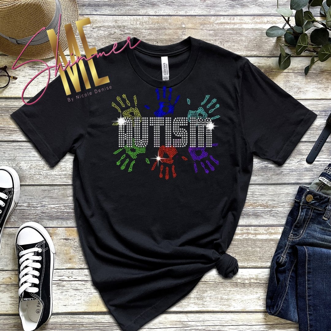 Autism Hands Rhinestone T-Shirt - Shimmer Me