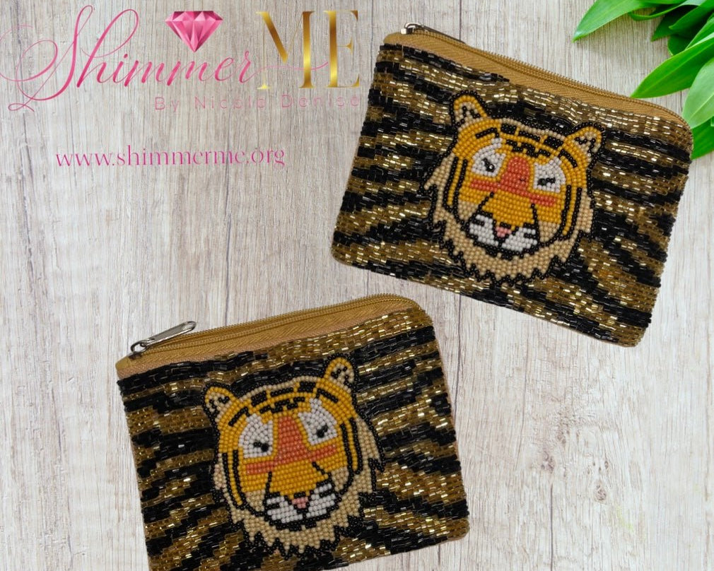 Beaded Tiger Coin Pouch - Shimmer Me