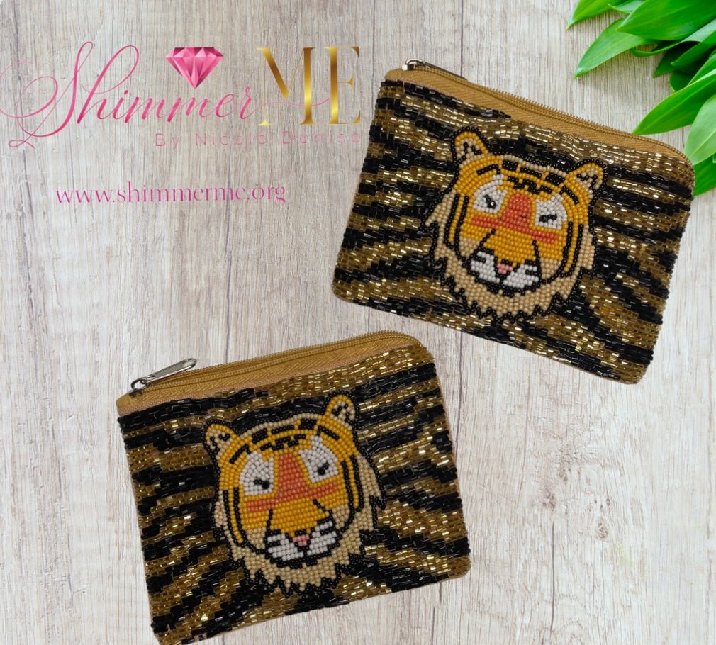 Beaded Tiger Coin Pouch - Shimmer Me