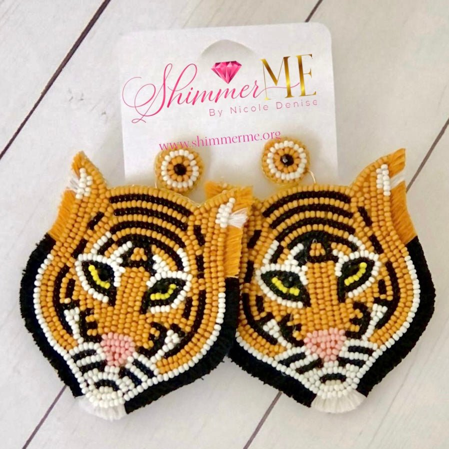 Beaded Tiger Earrings - Shimmer Me