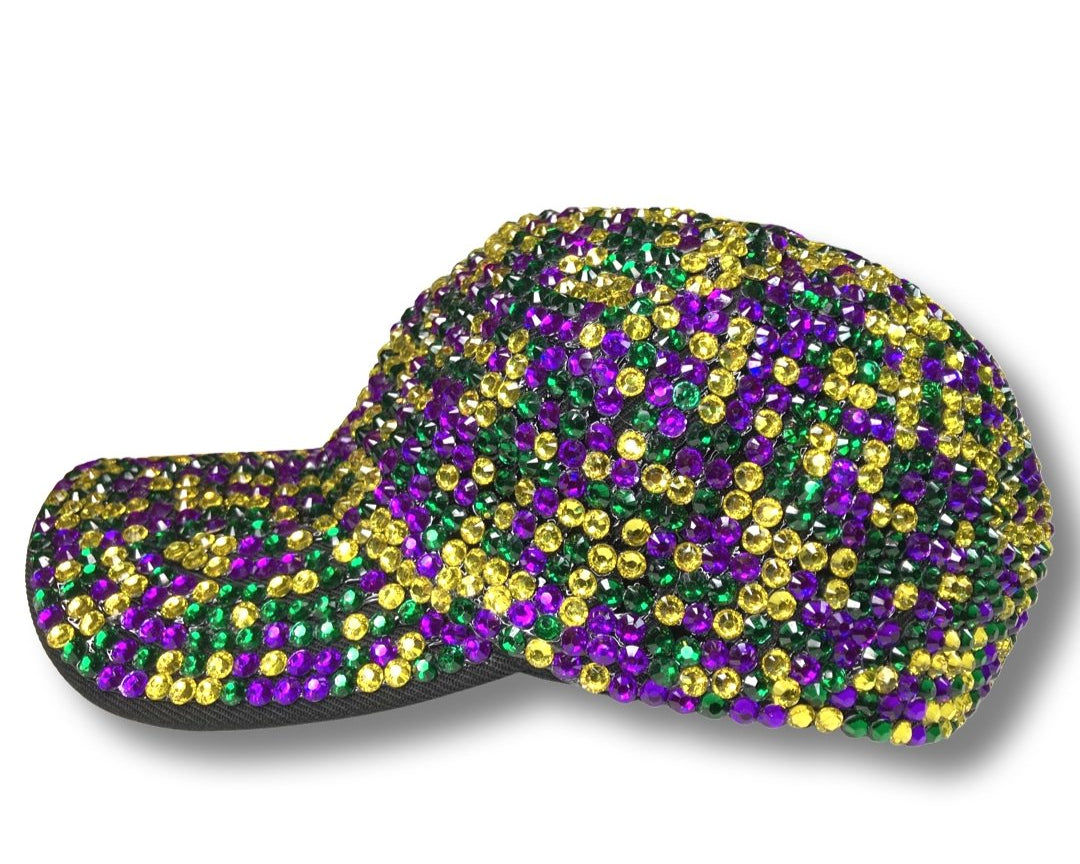 Bedazzled Mardi Gras Baseball Hat - Shimmer Me