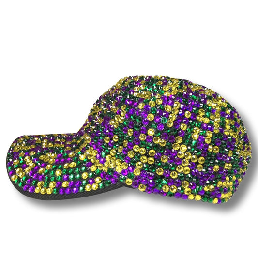 Bedazzled Mardi Gras Baseball Hat - Shimmer Me