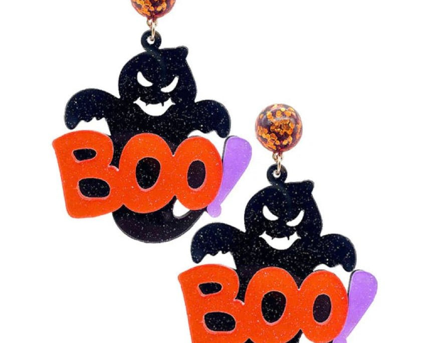 Boo Ghost Acrylic Halloween Earrings - Shimmer Me