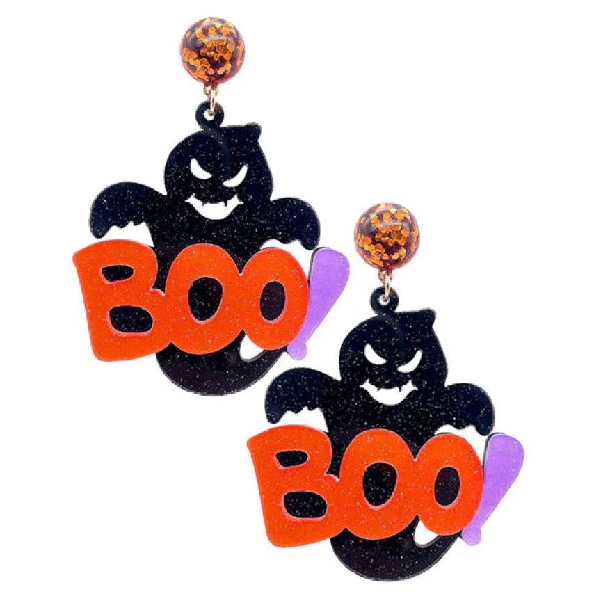 Boo Ghost Acrylic Halloween Earrings - Shimmer Me