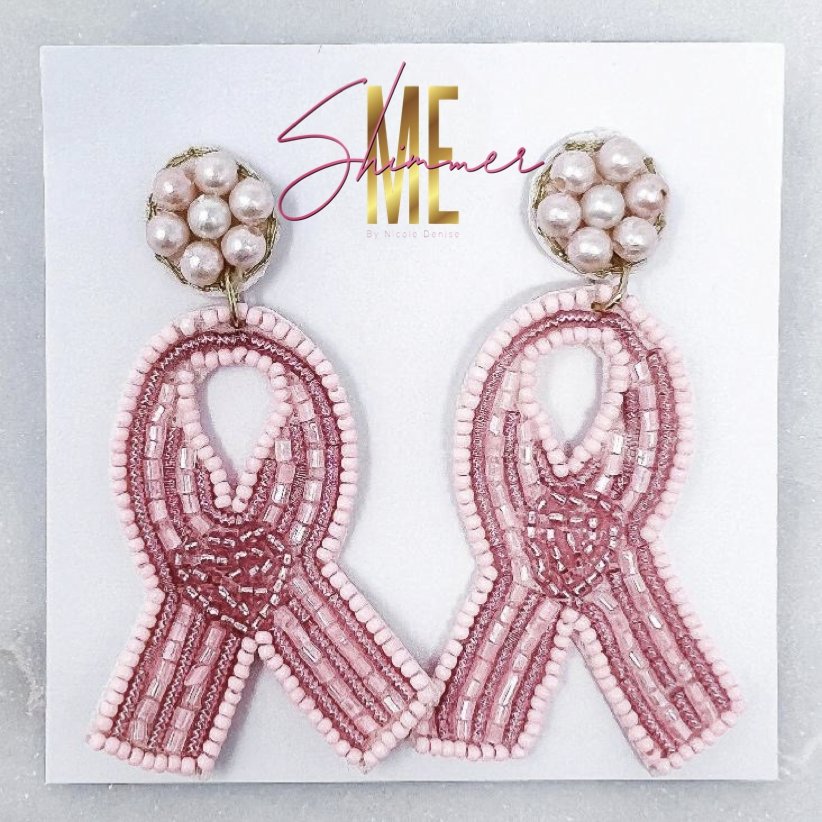 Sequin Breast Cancer Ribbon Earring PINK – Caroline Hill Wholesale