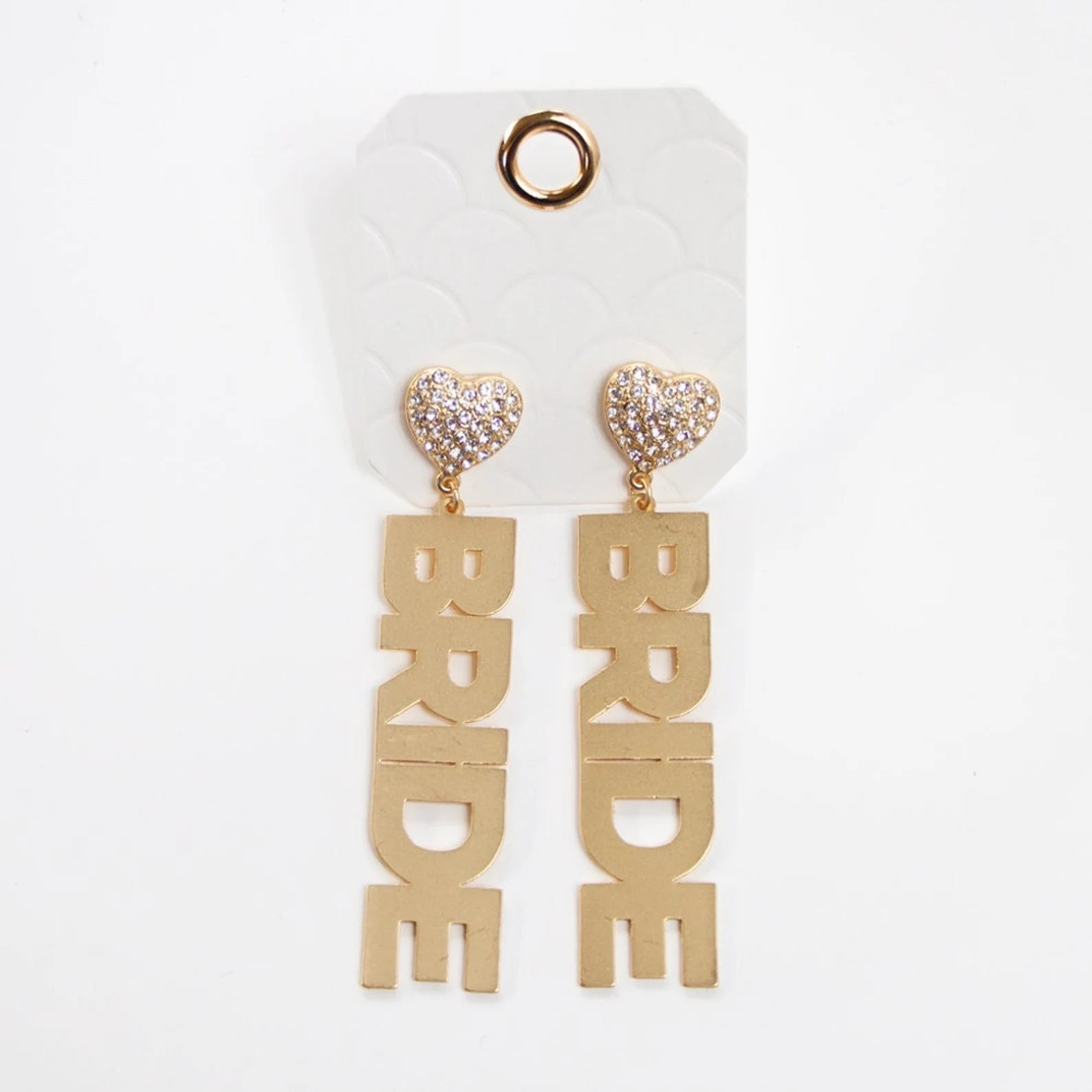 Crystal Heart Shape Gold Bride Earrings - Shimmer Me
