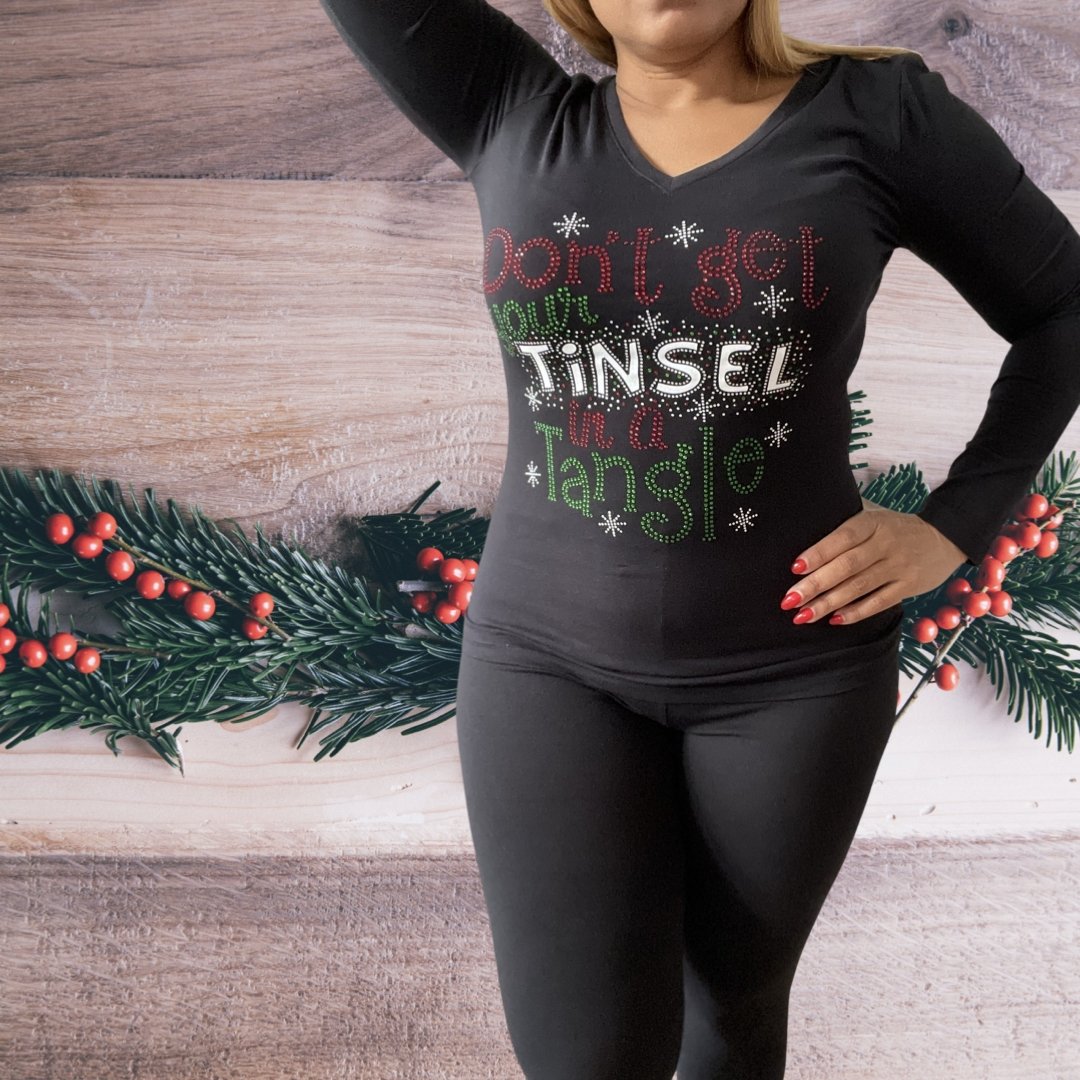Dont get your tinsel in a tangle Christmas t-shirt - Shimmer Me