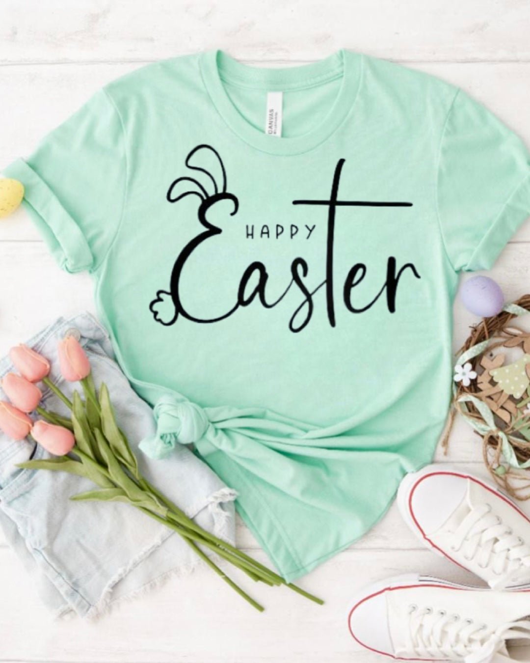 Happy Easter with Cross Top - Shimmer Me