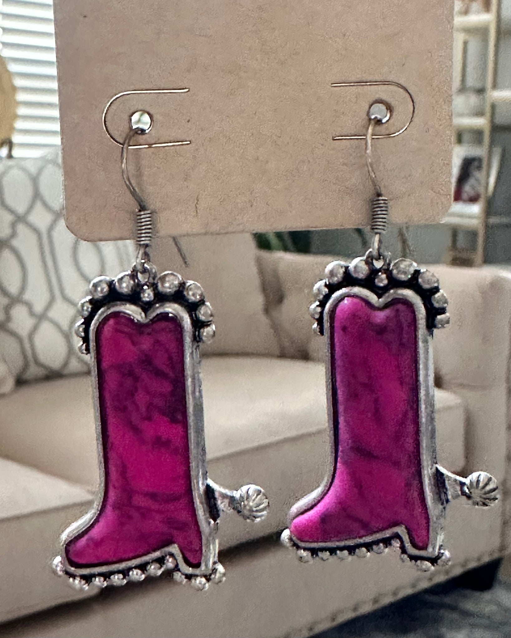 Cowboy Boots Marble  Earrings