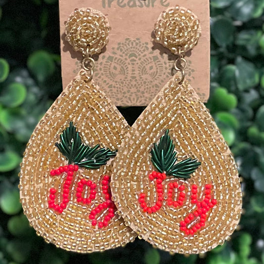 Joy Tear Drop Christmas Earrings