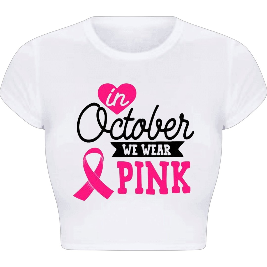 In October We Wear Pink Breast Cancer T-Shirt - Shimmer Me