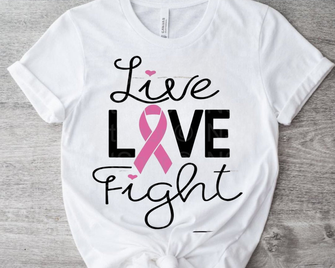 Live Love Fight Breast Cancer T-Shirt - Shimmer Me