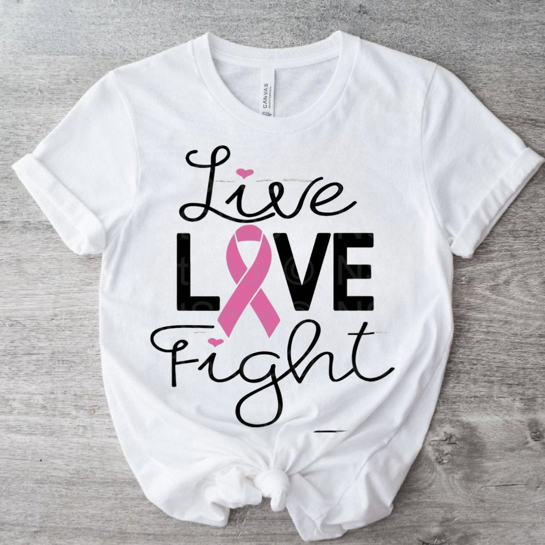 Live Love Fight Breast Cancer T-Shirt - Shimmer Me