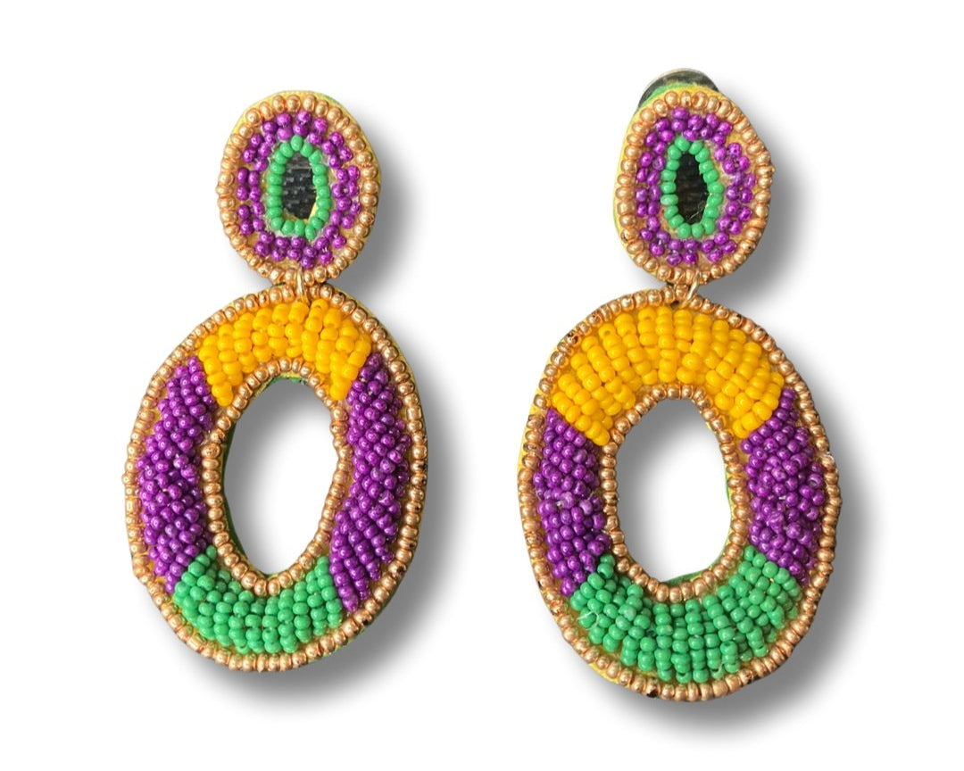 Mardi Gras Beaded Earrings - Shimmer Me