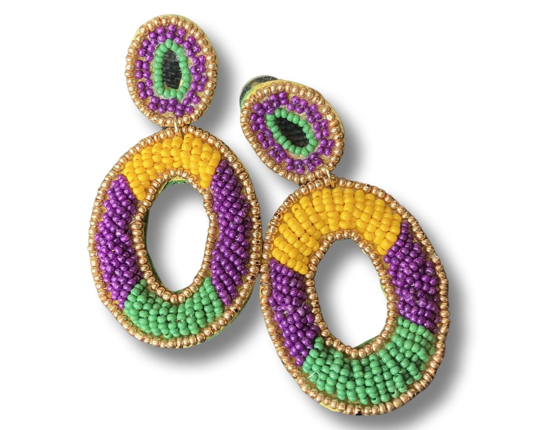 Mardi Gras Beaded Earrings - Shimmer Me